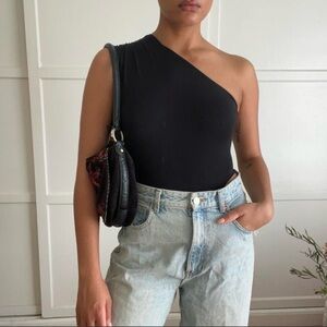 Jade One-Shoulder Black Bodysuit